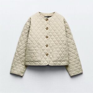 Zara Cream Quilted Puffer Jacket